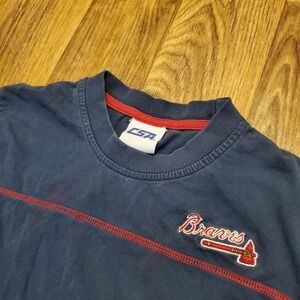 Vintage 90s Atlanta Braves Shirt Kids Medium Blue Baseball MLB CSA